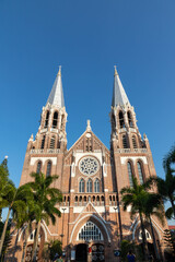 Saint Mary's Catholic Cathedral of red brick (Construction between 1895 and 1899) on Bo Aung Kyaw Street in Botahtaung Township, Yangon, Burma (Myanmar)