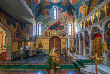 Fototapeta na wymiar Rome, Italy - home of the Vatican and main center of Catholicism, Rome displays dozens wonderful churches. Here in particular Santa Caterina martire, one of the few Russian Orthodox churches in Rome
