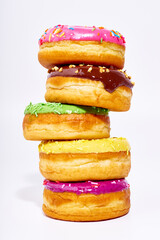 A pile of glazed donuts