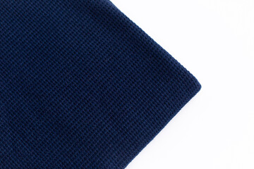 Knitwear, blue fabric with a knitted pattern. fabric for clothing. fabric on a white background