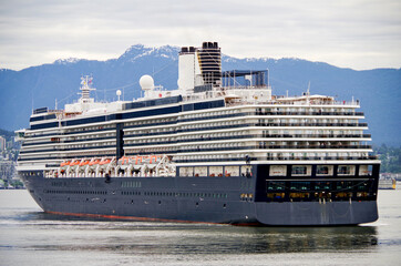 HAL cruiseship or cruise ship liner arrival into Vancouver from Alaska cruising. Kreuzfahrtschiff...