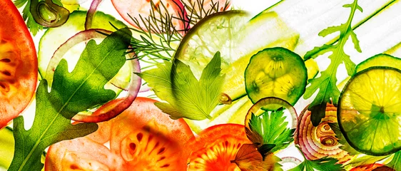 Foto op Plexiglas kunstachtergrond van gesneden groente © Vera Kuttelvaserova