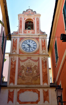  the clock tower in the historic center of the village
  Loano Italy