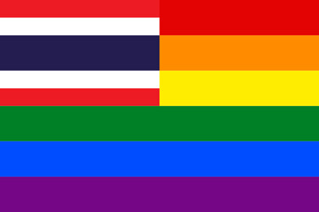 Fototapeta premium flag of thailand with rainbow flag. proportion 2:3 