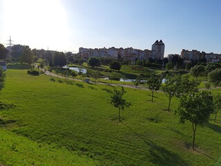 Fototapeta na wymiar morning views of Minsk city suburb
