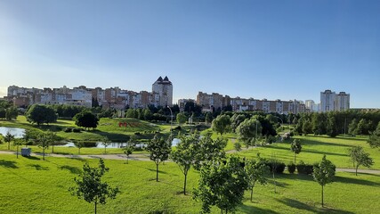 Fototapeta na wymiar morning views of Minsk city suburb