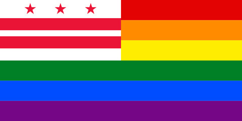 flag of washington with rainbow flag. proportion 1:2
