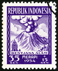 Merapi Volcano in eruption (Indonesia 1954)