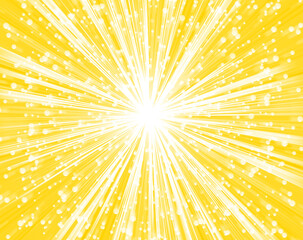 イエローの背景に泡と放射状ライン