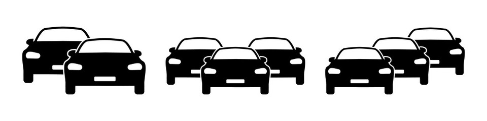 Cars and traffic jam symbols icons on white background