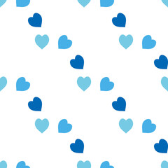 Fototapeta na wymiar Seamless pattern with simple blue hearts on white background. Vector image.