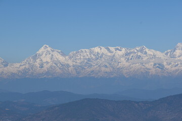 Fototapeta na wymiar Beautiful picture of snow mountain from nainital uttarakhand india