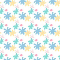 Isolated seamless botanic pattern with daisy flowers. Simple floral backdrop.