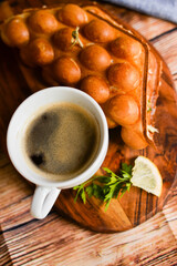 cup coffee and sandwich with tuna