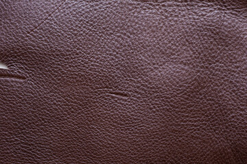 Dark brown genuine full grain leather texture