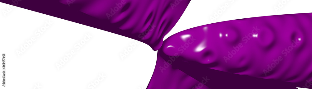 Poster ultra wide 3d abstract background of curved geometrical patterns of purple color with lighting and s