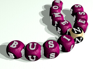 business women combined by dice letters and color crossing for the related meanings of the concept. illustration and background