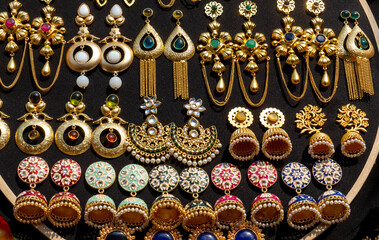 Indian ethnic colorful Jewelry set necklace, rings, earnings and other accessories