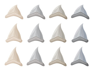 サメの歯の化石のイラスト_鮫の歯_セット © ふわぷか