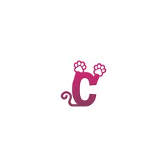 Letter C logo design Dog footprints concept icon