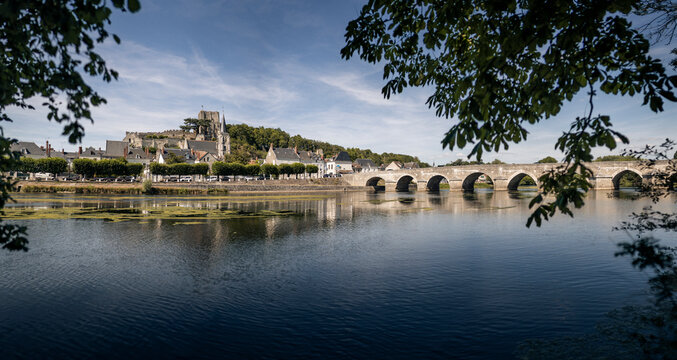 Montrichard city castle and bridge across the river