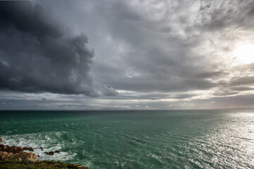 Stormy Clouds and windy weather over ocean, South Africa