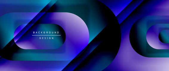 Vector geometric abstract background with lines and modern forms. Fluid gradient with abstract round shapes and shadow and light effects