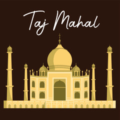 Taj Mahal Indian Heritage Vector with Text 