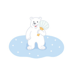 団扇で涼むシロクマ