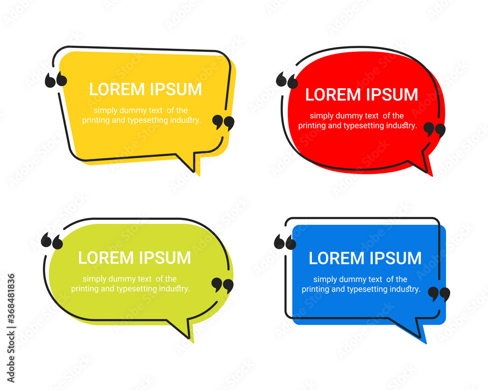 Poster collection of speech bubbles or balloon text with message for using in various medias. colorful flat