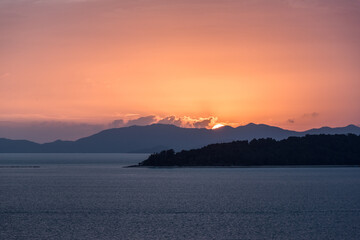 Orange lines on the Sunrise sky , thailand