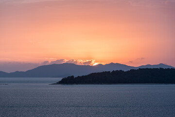 Orange lines on the Sunrise sky , thailand