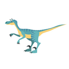 Obraz na płótnie Canvas Cartoon velociraptor. Flat simple style carnivore dinosaur. Jurassic world predator animal. Vector illustration for kid education or party design elements. Isolated on white background.