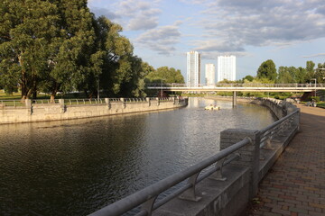 city quayside with river in modern district