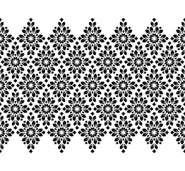 Flower geometric pattern. Vector background. White and black ornament. Ornament for fabric, wallpaper, packaging. Decorative print