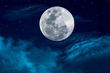 Naklejka na ściany i meble Full moon with cloud on the sky.