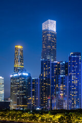 Fototapeta na wymiar Night view of CBD buildings in Zhujiang New Town, Guangzhou, China
