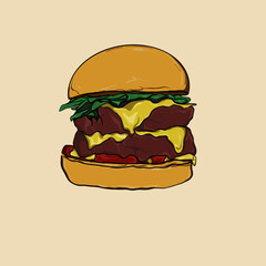 illustration of burger with jumbo contents