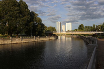 city quayside with river in modern district
