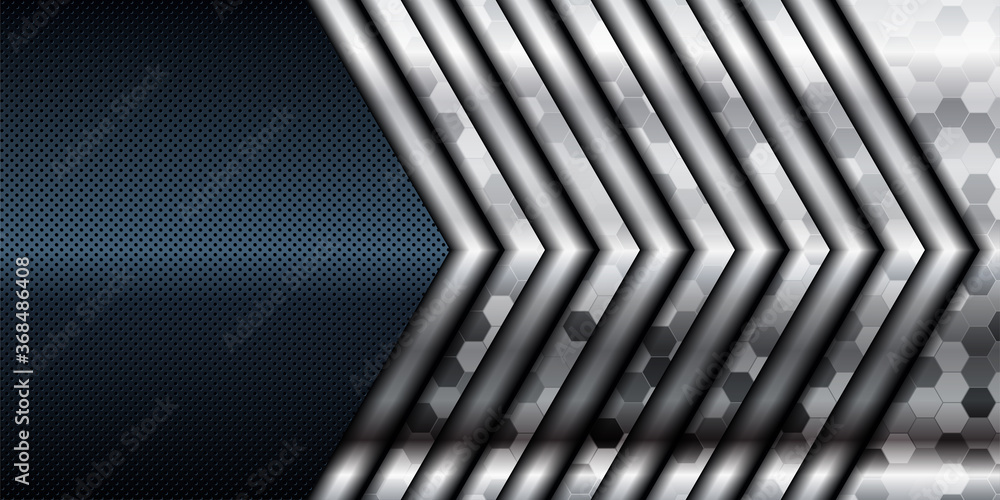 Aufkleber silver list dimension on black texture background. realistic overlap layers texture with silver ligh
