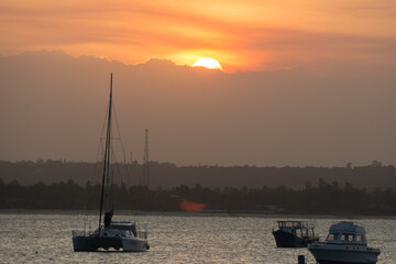 sunset on the clouds