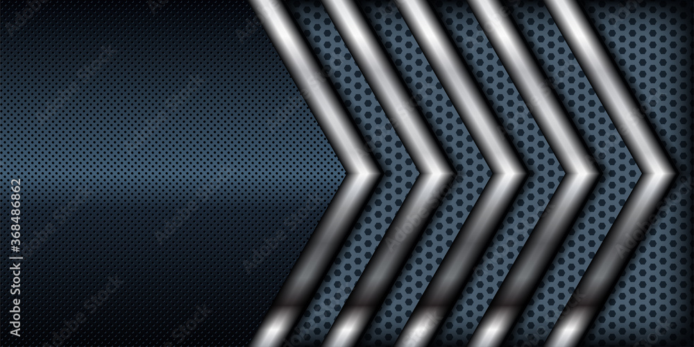 Poster silver list dimension on black texture background. realistic overlap layers texture with silver ligh