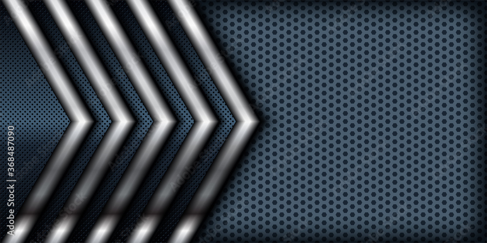 Poster silver list dimension on black texture background. realistic overlap layers texture with silver ligh