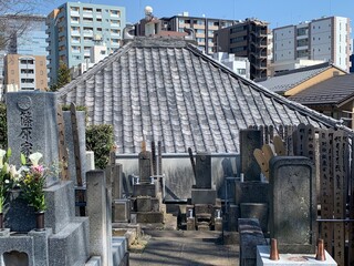 寺院の墓と屋根
