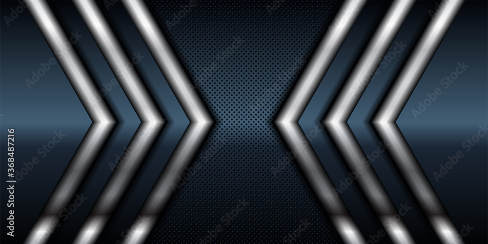 Poster silver list dimension on black texture background. realistic overlap layers texture with silver ligh