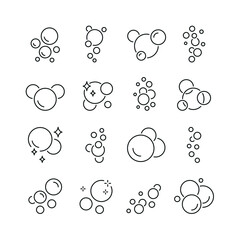 Fototapeta na wymiar Bubbles related icons: thin vector icon set, black and white kit