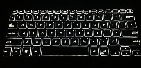 Backlit Laptop Keyboard (Top-View)