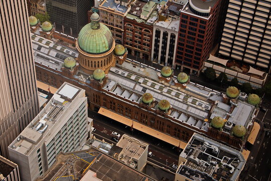View from Sydney Tower of Queens Victoria Building in Sydney
