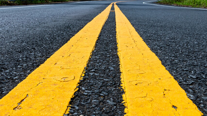 yellow lines on the road