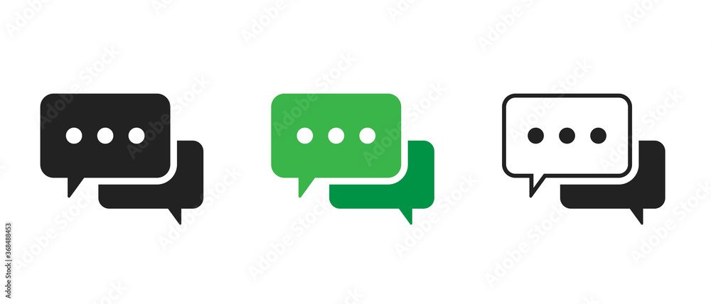 Poster chat icon in various styles. speech bubble. talk balloon. message symbol. vector graphic design elem
